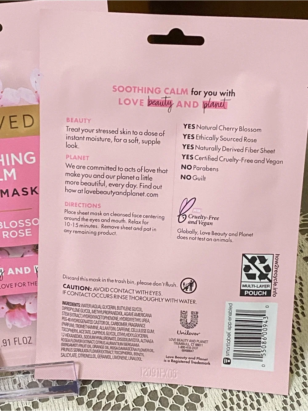 Beloved Soothing Calm Sheet Mask - Cherry Blossom & Tea Rose (Pink) 5 mask
